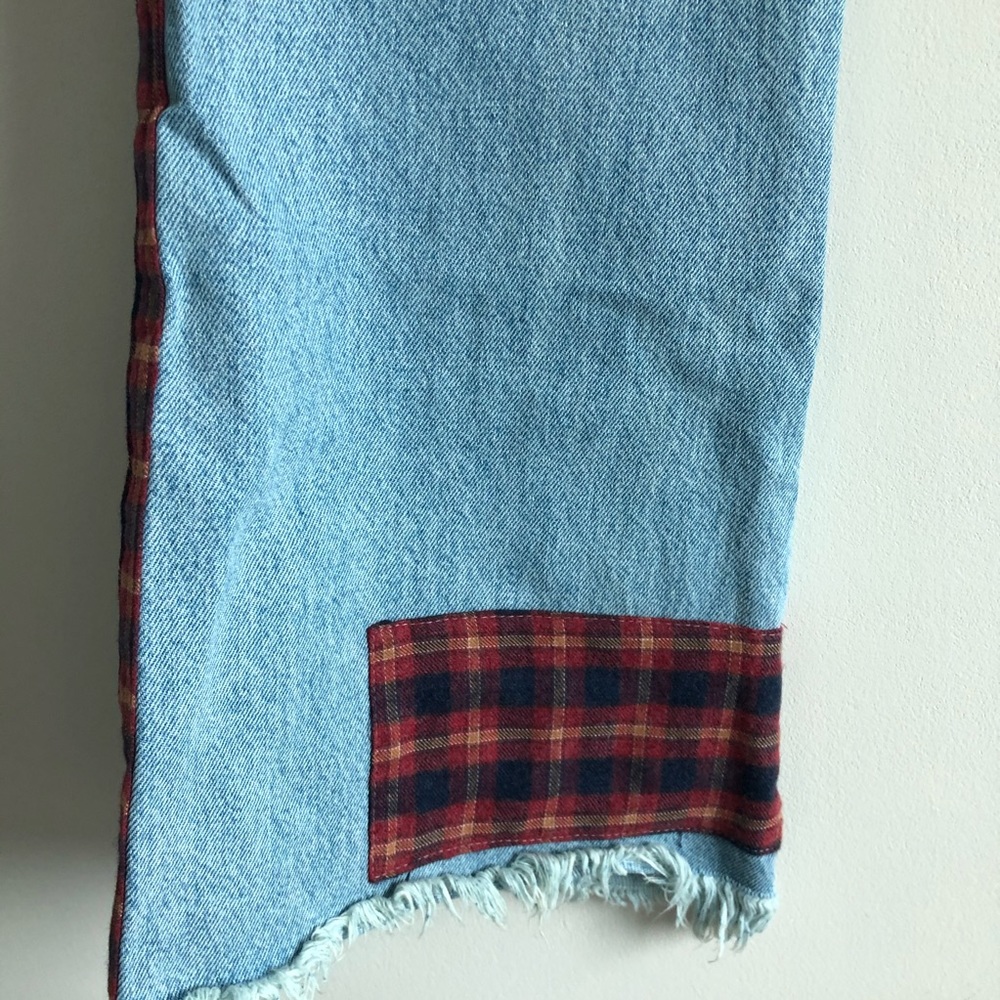 Free People Mix Plaid Slim Flare Jeans - Picture 11 of 13